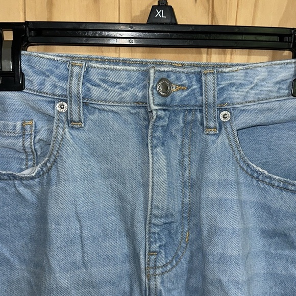 Muselook Distressed Light Blue Women's High Rise Distressed Mom Jeans - Picture 3 of 6